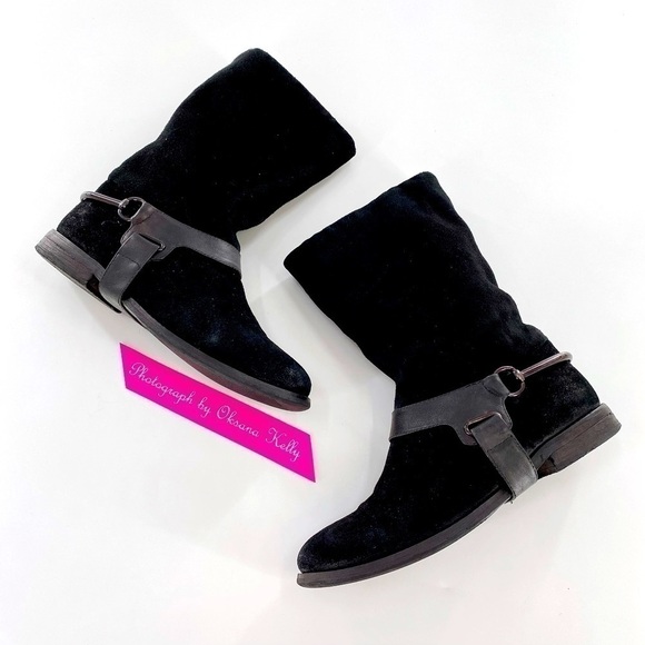 ATTIZZARE Black Suede Riding Boots Size 5.5 Black - Picture 6 of 15